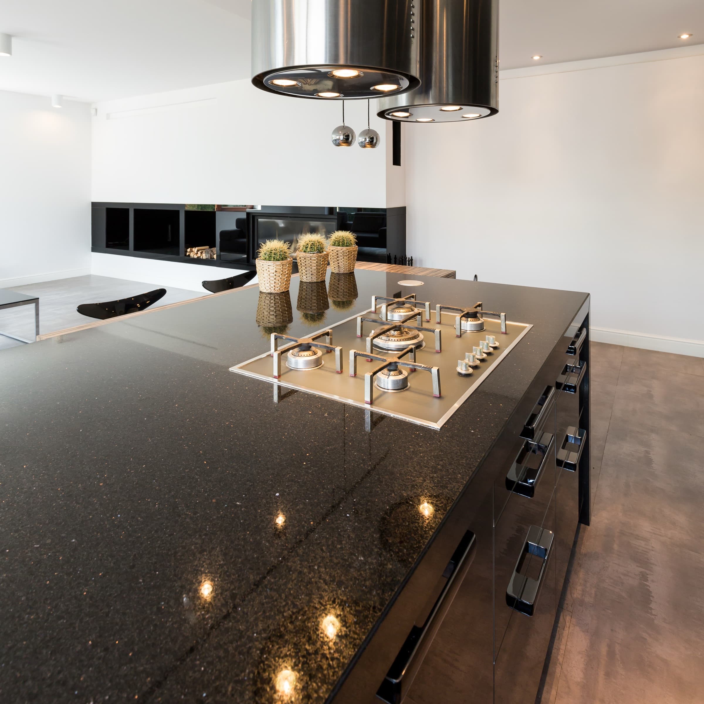Black galaxy granite, custom edge profile